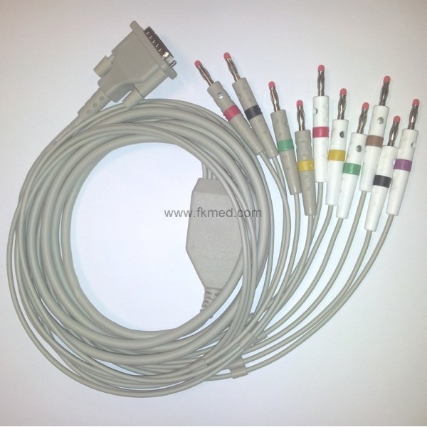Câble ECG Philips 15 Broches Avec 10 Fils Banane - Compatible Avec Module M2461A